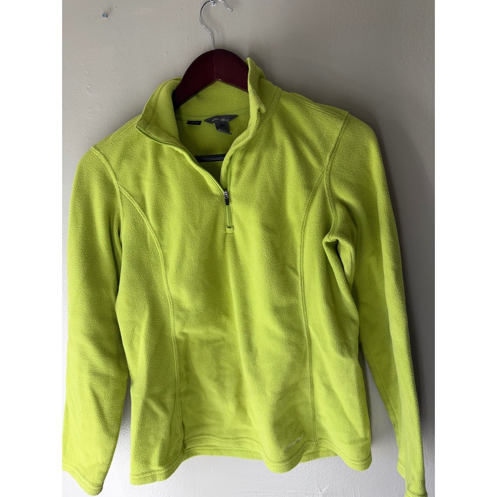 Eddie Bauer Polartec Fleece Quarter Zip Pullover Lime Green Womens Petite Small